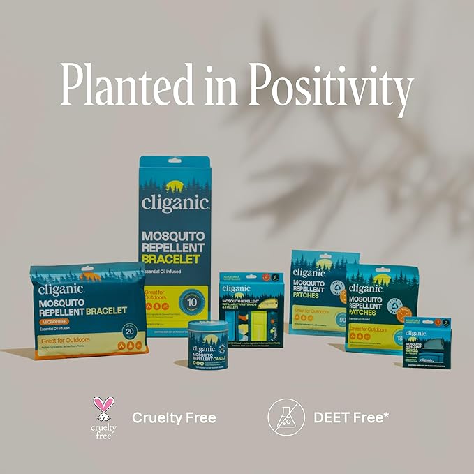 Cliganic 100 Pack Mosquito Repellent Bracelets for Adults & Kids - Natural DEET-Free Bands, Individually Wrapped