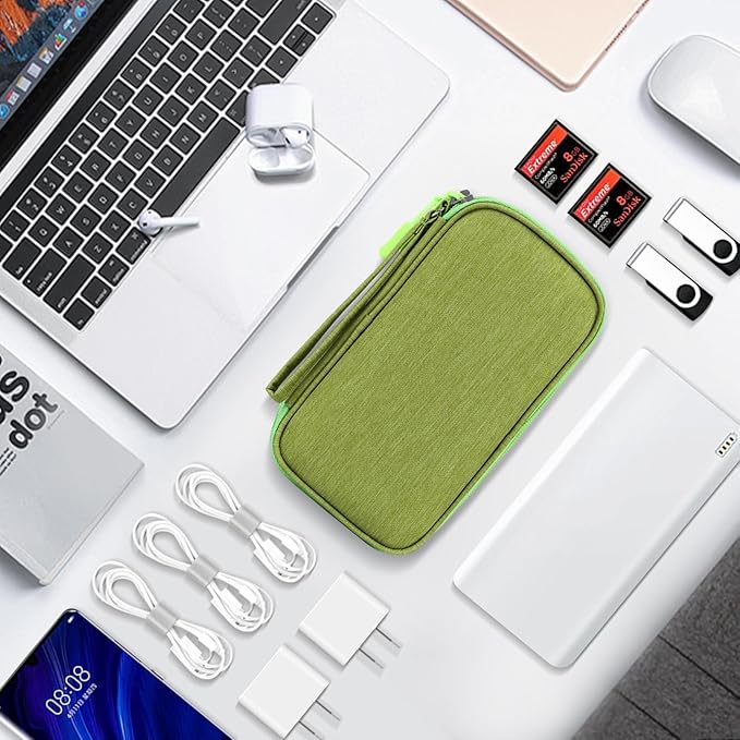 Skycase Electronic Organizer Travel Case - Waterproof Travel Cord Pouches for Organization, Cable Organizer, All-in-One Double Layers Storage Bag for Accessories, Charger, Cable, GrassGreenL