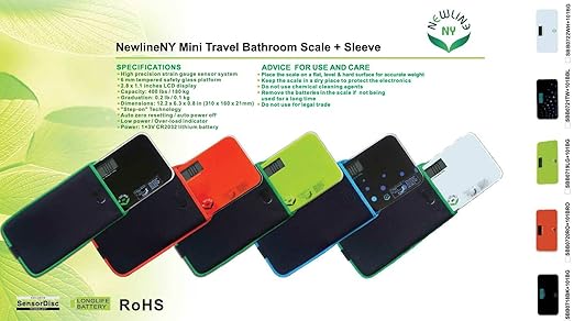 NewlineNY Black Mini Bathroom Scale + Travel Slip Case SBB-0718MBK+101BG