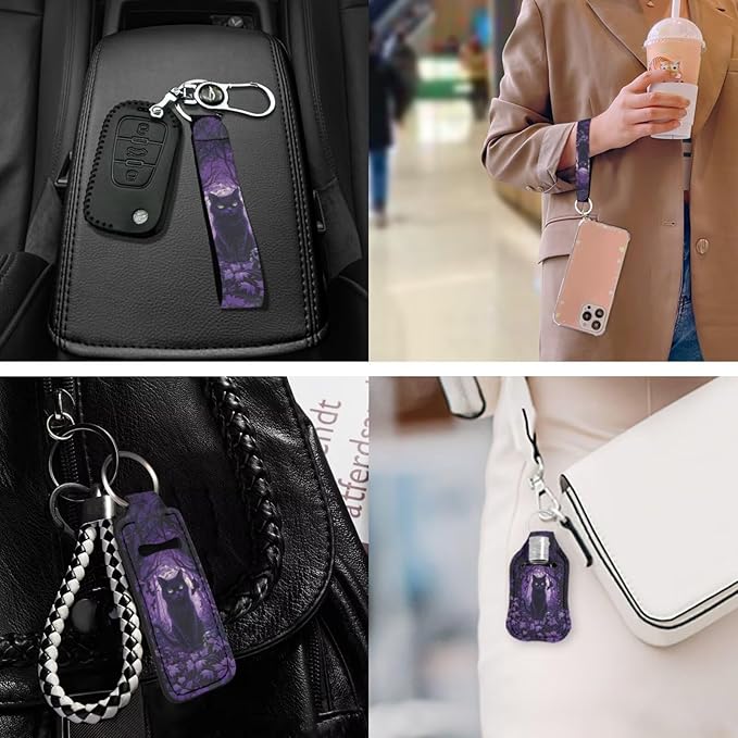 Suobstales 3Pcs Travel Bottles Keychain Holder Set,Travel Bottle Sleeves+Neoprene Chapstick Holders+Lanyard Keychain