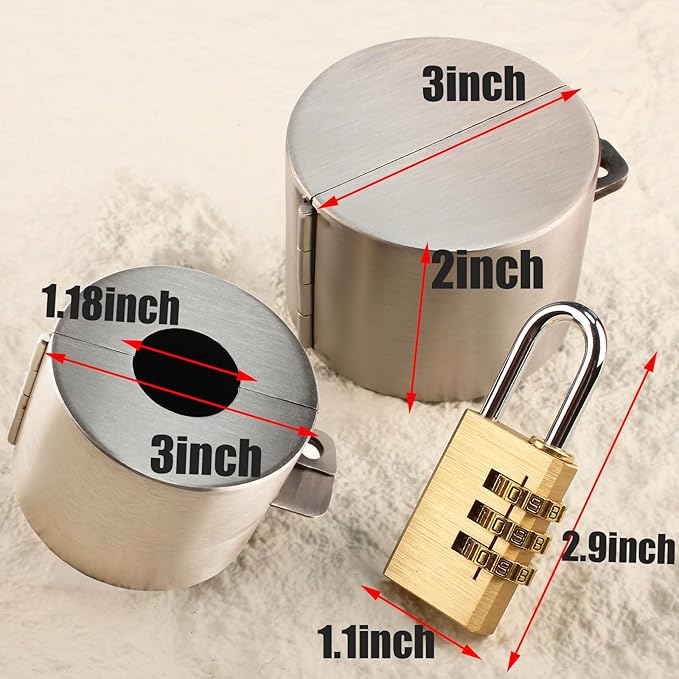 Door Knob With Lock,Without Drilling ,Dementia Door handle lock，From Outside Prevents Turning of Door Knob and Access to Keyhole,for Apartment Evictions，Childproof (Stainless steel with padlock)