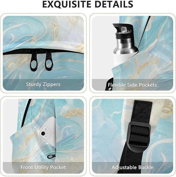Anti Theft Backpack Lightweight Mens Laptop Bag Laptop Bag 15.6 Inch for Women & Men Outing Work Family TravelWhite Teal