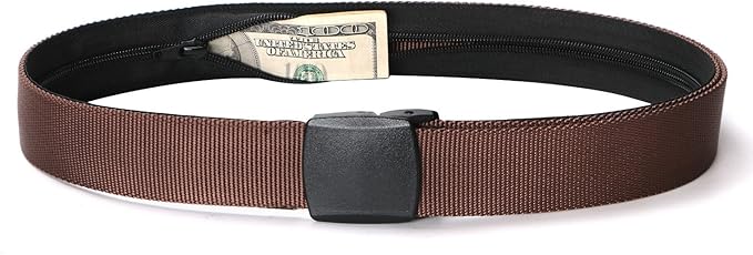 SUOSDEY Travel Money Belt, Nylon Hidden Money Pocket Belt with Plastic Buckle