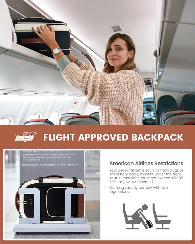 LOVEVOOK Travel Backpack For Women Flight Approved, 40L Carry on Backpack for Airplanes, Personal Item Travel Bag for Airplanes Fits 17 Inch Laptop, Business Weekender Overnight Daypack with 2 Cubes