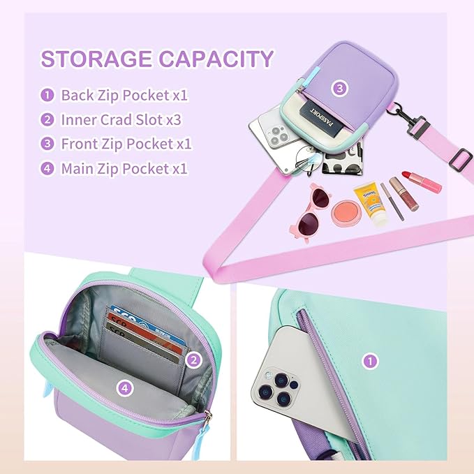 Graduation Mothers Day Gifts for Daughter Teen Girl Her, Fanny Pack Birthday Gifts for 8 9 10 11 12 Year Old Girls, Preppy Crossbody Bag, Adjustable Sling Bag Purse Trendy Stuff Kids Travel Essential