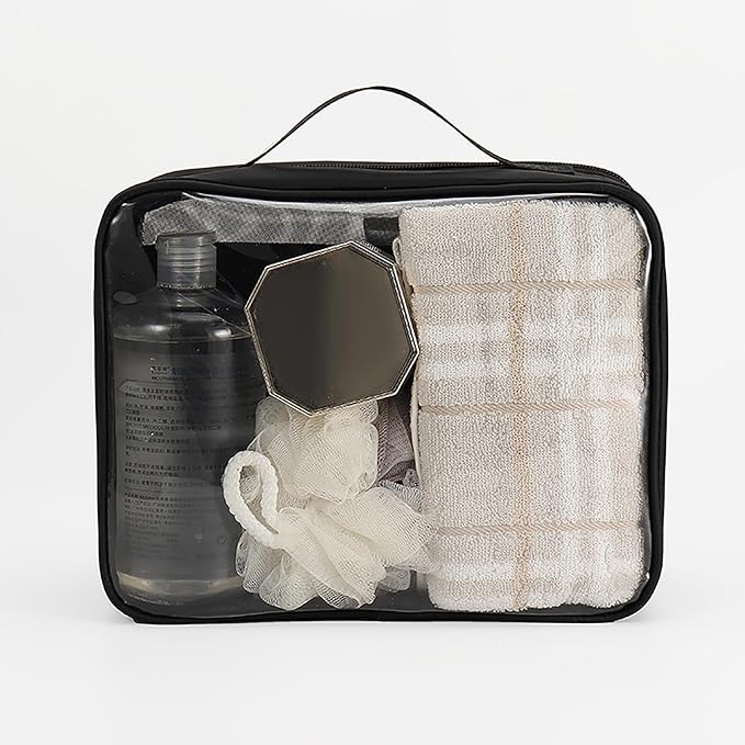 TSA Approved Toiletry Bag, Clear Makeup Bags with Multi Layer Mesh Pockets, Portable Large Capacity PVC Cosmetic Bags with Zipper for Travel Essentials