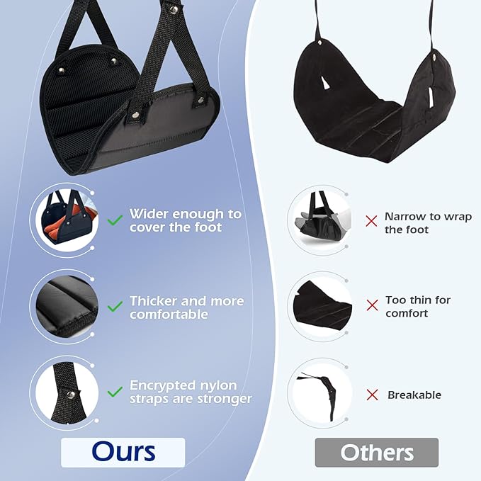 [2024 New Upgrade] 2-Pack Airplane Travel Footrest Hammock, Portable Foot Hammock Long Trip Essentials, Lightweight Airplane Foot Hanger Foot Rest for Air Travel