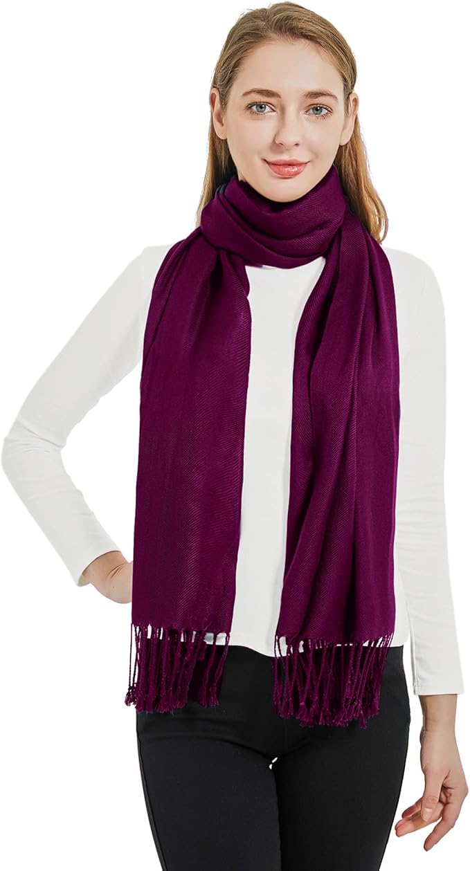 Soft Silky Pashmina Shawl Wraps Solid Colors Scarf for Wedding Evening Dresses