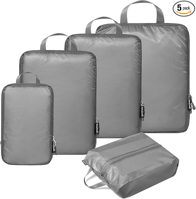 BAGAIL 5 Set Ultralight Compression Packing Cubes Travel Accessories Expandable Packing Organizers(Grey)