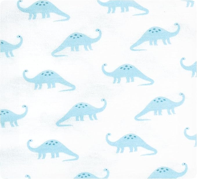 Hudson Baby Unisex Baby Cotton Flannel Receiving Blankets Bundle, Soft Teal Dino, One Size