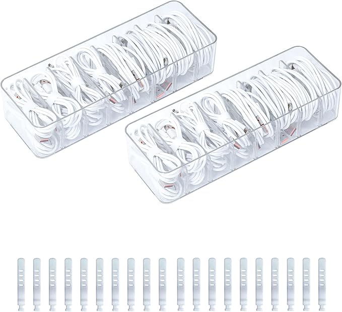 2 Pack Cable Cord Storage Box, Plastic Desk Drawer Organizer Case for Home Office Supplies, Art Crafts, Electronic Accessories, Phone Charger and Wires