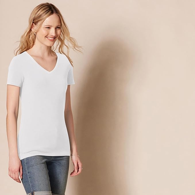 Amazon Essentials Women's Regular-Fit Short-Sleeve T-Shirt (Crewneck and V-Neck Options), Multipacks