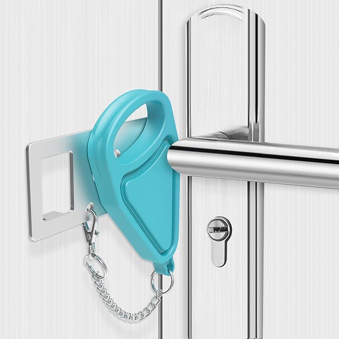 Sturdy Portable Door Lock Teal -2 Pack Door Locks for Additional Privacy and Safety in Hotel, Apartment,and Prevent Unauthorized Entry for Family Trip or Traveling Alone Home Dorms