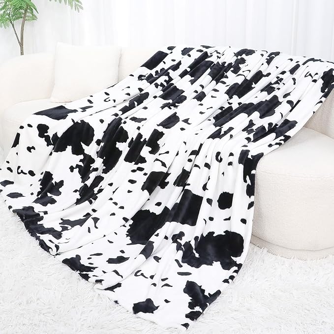 Twin Fleece Blanket for Bed Couch, Lightweight Ultra Soft Warm Plush Cozy Twin Size Throws, All-Season Cozy Gifts for Women Men, Black & White 60"x80"
