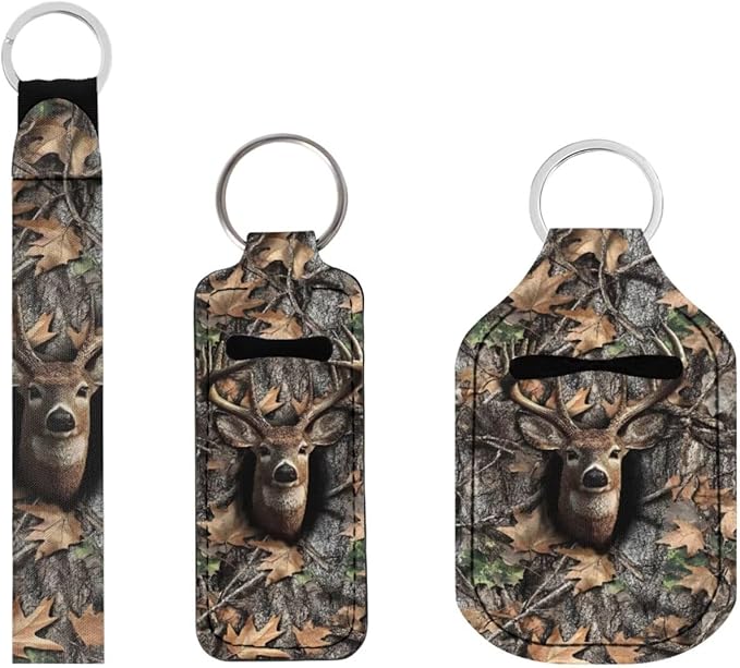 Suobstales 3Pcs Travel Bottles Keychain Holder Set,Travel Bottle Sleeves+Neoprene Chapstick Holders+Lanyard Keychain