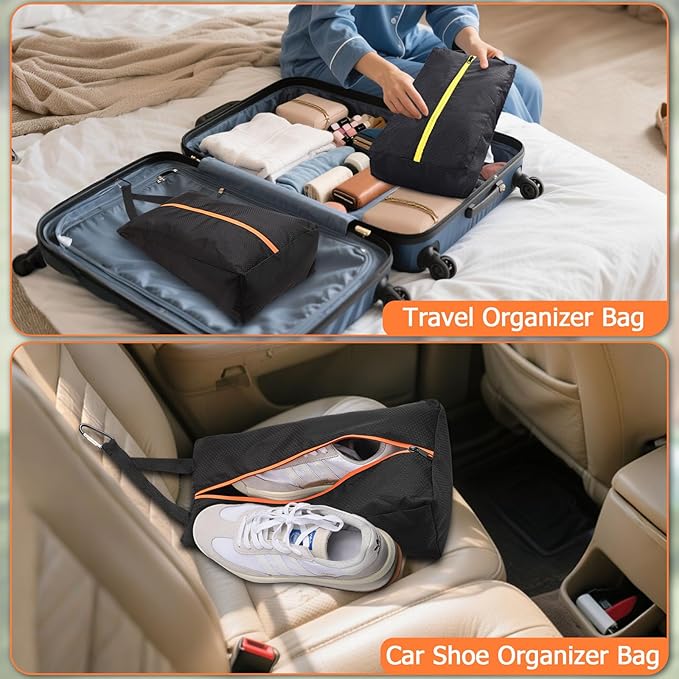 TOBWOLF Smell Proof Shoe Cleat Bag, Waterproof Golf Shoes Bag with Zipper and Handle for Packing in Suitcase, Sport Shoes Storage Bags for Travel, Running, Gym, Soccer, Car Shoe Organizer