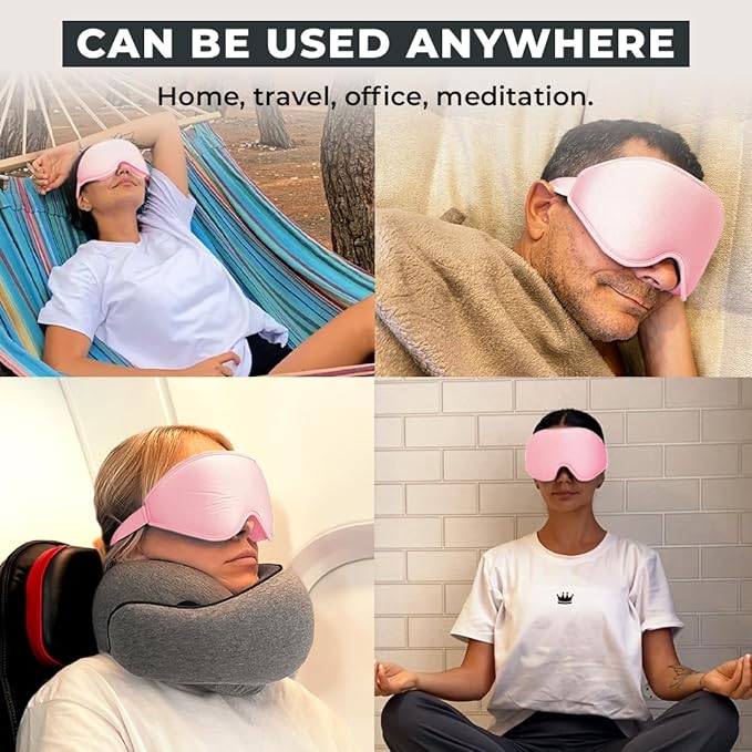 FlyHugz® 3D Travel & Home Sleep Mask|Ultra-Soft, 100% Light-Blocking Eye Mask for Deeper Sleep,Adjustable Strap with Nose Bridge Design|Perfect for Travel and Insomnia