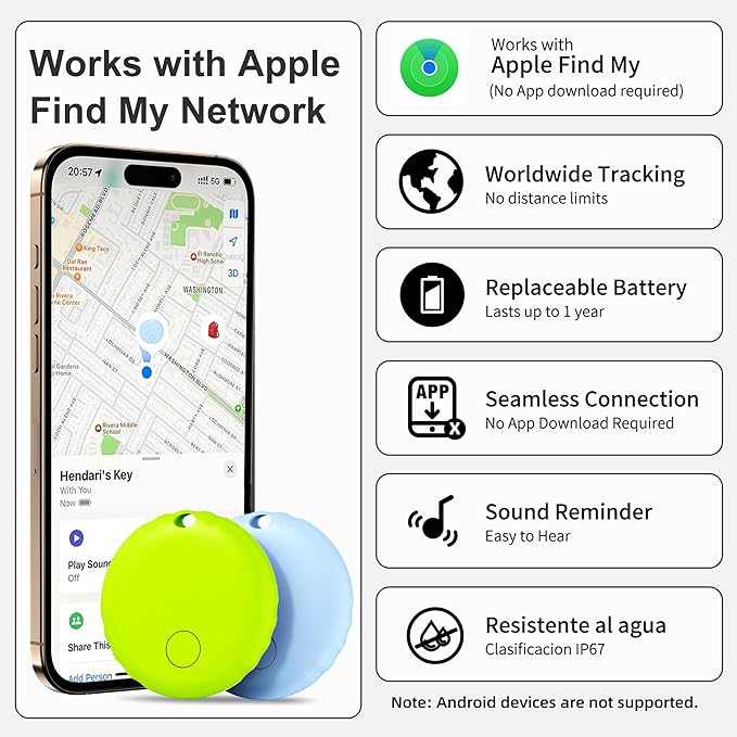 Tracker Tag, Smart Tag Works with Find My App (iOS Only), Keys Finder and Item Locator for Luggage, Backpack, Suitcases and More, Replaceable Battery, IP67 Waterproof Tracking Tags-5 Pack
