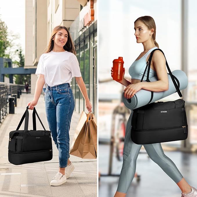 ETRONIK Gym Bag for Women, Personal Item Travel Bag with Shoes Compartment, Weekender Overnight Duffel Bag with Wet Pocket, Carry On Bag for Women, Travel, Gym, Weekend