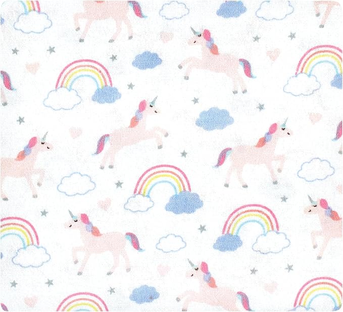 Hudson Baby Unisex Baby Cotton Flannel Receiving Blankets Bundle, Unicorns Rainbows, One Size