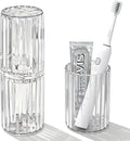 Toothbrush Travel Holder, 2-in-1 Dustproof Toothbrush Travel Case with Rinse Cup, Large Portable Toothbrush and Toothpaste Container for Traveling Camping School Business Trip Bathroom