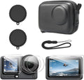 OSMO Action 6 Accessories, PU Portable Mini Carrying Bag Case, Lens Screen Protectors (6 Pack) Comatible with DJI Osmo Action 6 Pro, Rubber Lens Cap Cover for DJI Action 6
