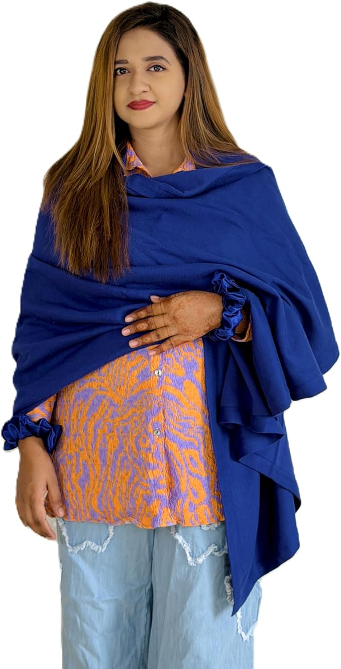 Wayfarer Shawl with Pouch | Voyagers Comfort Set with Luxury Travel Scarf, Eye Mask, Satin Scrunchies & Travel Pouch