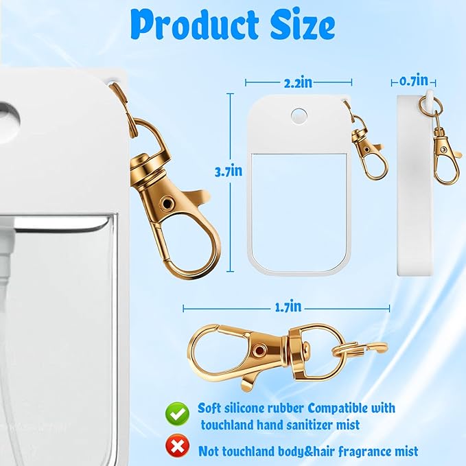 Hand Sanitizer Spray Case Compatible with Touchland Hand Sanitizer Keychain Holder Hands Sanitizer Case with Keychain for Touch Land Mist Travel Cover Sleeve Travel Size Hand Spray Accessory