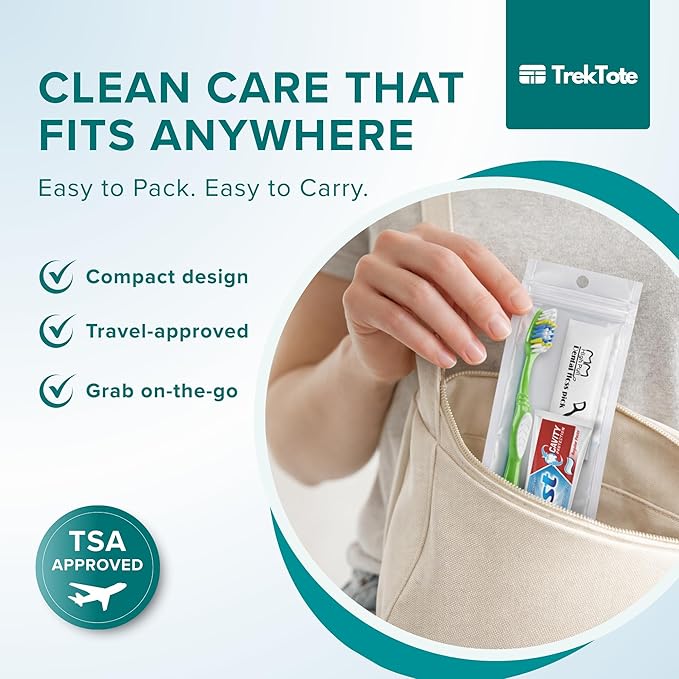 Stuhrling Bottle TrekTote Oral Care Kit with Toothbrush Toothpaste & Floss Picks, Travel Dental Hygiene Kit, Compact Toiletry Kit for Travel, Emergency, Trips, and Overnight Use