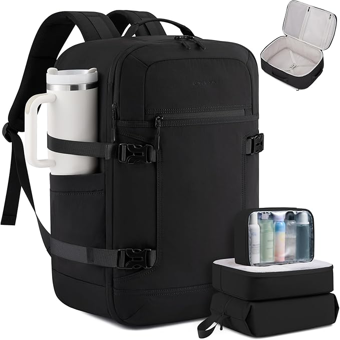 LOVEVOOK 40L Travel Backpack for Women & Men, Airline Approved Carry On Backpack with 3 Packing Cubes, TSA Personal Item Bag, Waterproof Weekender Overnight Backpack Fits 17" Laptop