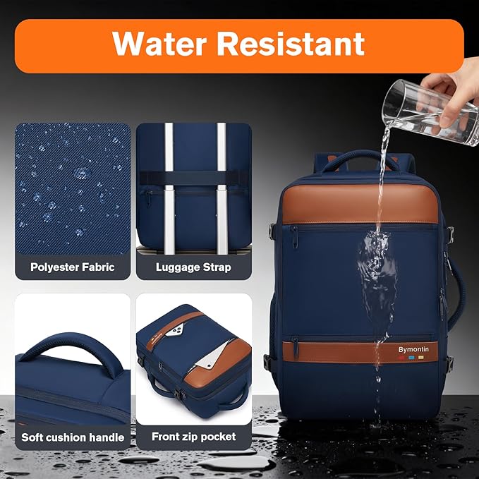 Smart Suitcase-style Laptop Backpack, 25L / 35L Practical Travel Bag for Work, Leisure & Flight, Luggage-Style Commuter Pack (Navy, 35L)