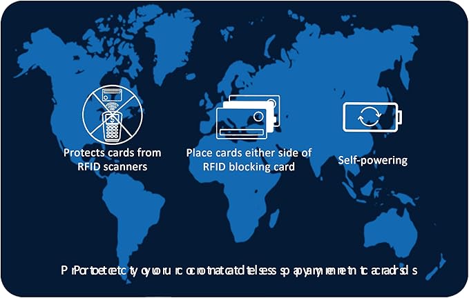 SaiTech IT 5 Pack RFID Blocking Card, One Card Protects Entire Wallet Purse, NFC Contactless Bank Debit Credit Cards Protector ID ATM Guard Card Blocker - WM Blue
