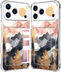 Compatible with iPhone 17 Pro Max Case Card Holder for Women Cute Design,Wallet Phone Cases Transparent Cool Kawaii Protective (Clear Mountain Hill Landscape)