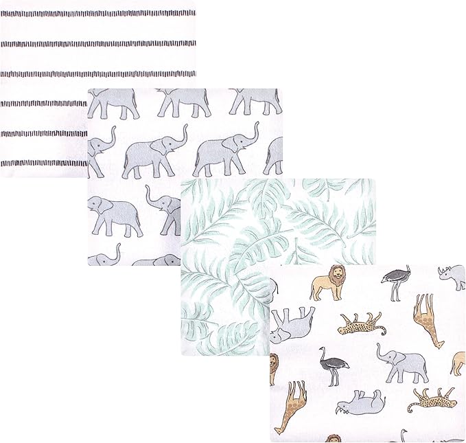 Hudson Baby Unisex Baby Cotton Flannel Receiving Blankets, Modern Neutral Safari, One Size