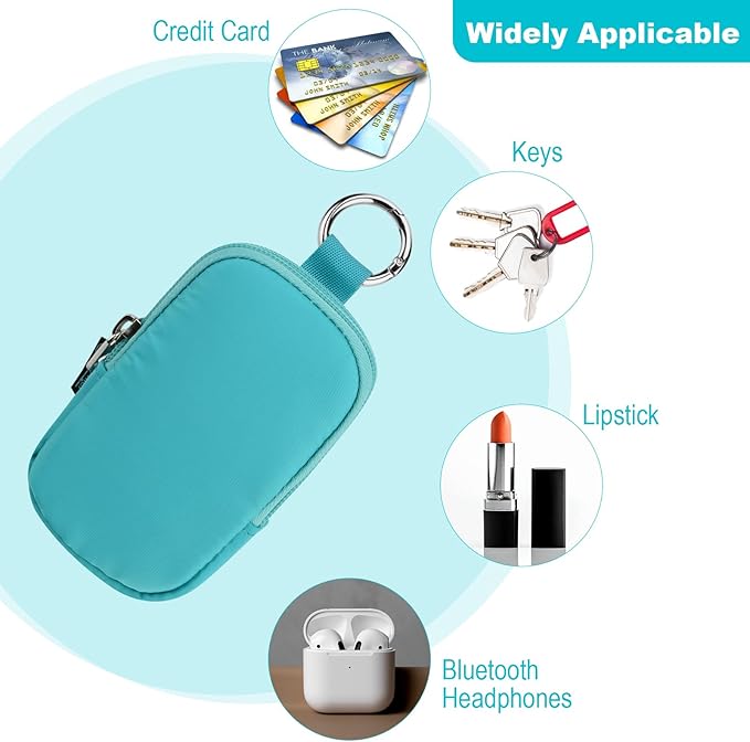 Beautyflier Double Pockets Hand Sanitizer Spray Case for Touchland Power Mist and Glow Mist 1FL OZ, Zipper Pouch for Hand Sanitizer Spray Bottle, with Extra Removable Neck Strap, Fits Travel (Blue)