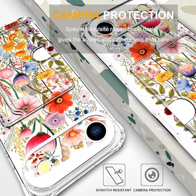 Compatible with iPhone 17 Air Case Card Holder for Women Cute Design,Wallet Phone Cases Transparent Cool Kawaii Protective (Clear Flowers Lily Girly Florals)