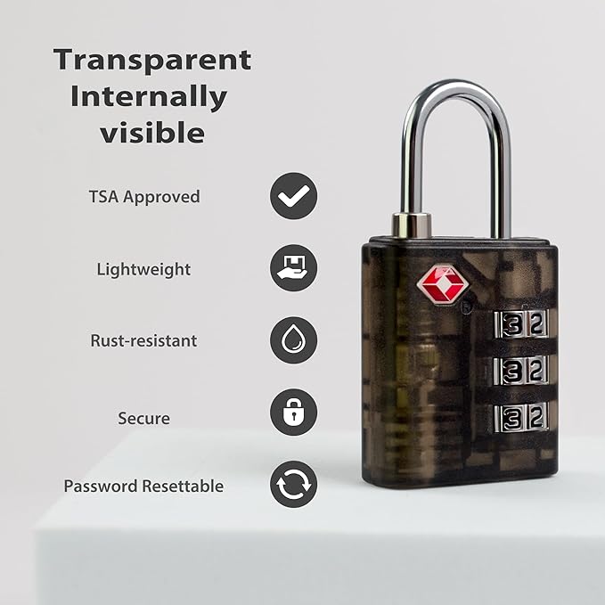 Suitcase Locks TSA Approved, Combination Lock for Locker, Combo Padlock for Gym Locker, Small Combination Padlocks for Outdoor Use, Suitcase, Gun Case, Ammo Can, Bag Zipper (Black+White)