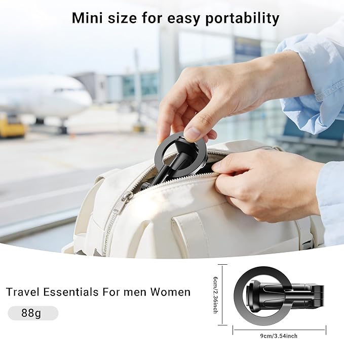 Airplane Phone Holder for MagSafe, Universal 360° Magnetic Plane Phone Stand for Travel Essentials, Handsfree for Air Plane Smartphone Mount Compatible with iPhone 17 16 15 14 13 12 and Android.