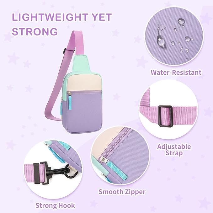 Graduation Mothers Day Gifts for Daughter Teen Girl Her, Fanny Pack Birthday Gifts for 8 9 10 11 12 Year Old Girls, Preppy Crossbody Bag, Adjustable Sling Bag Purse Trendy Stuff Kids Travel Essential