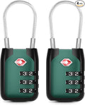 Joyway TSA Approved Luggage Lock, 3 Digit Combination Cable Lock with Alloy Body, Travel Combination Locks for Suitcases, Backpack and Golf Bag (Coral Blue, 2Pack)