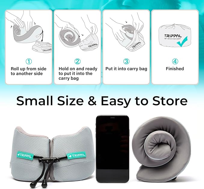 Airplane Travel Support Pillow: Head Sinking Depth Under 2cm - 5+ Hours Upright Sleep Without Neck Pain & Strain for Frequent Flyers on Long Flights - 360 Chin Support Prevent Head Bobbing