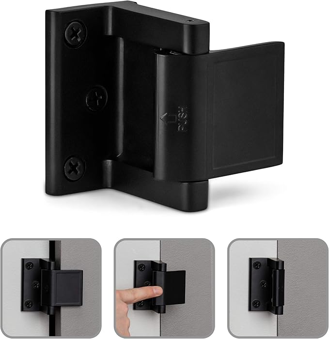 Berlin Modisch Door Lock Reinforcer Privacy Door Latch for in-Swinging Doors Extra High Resistance Home Door Security Lock Iron Black Finish