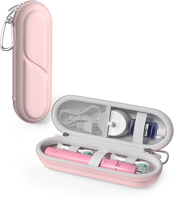 ProCase Toothbrush Travel Case for Oral-B/Oral-B Pro 1000 1500 5000 7000 7500 6000 9600/ Phlips Sonicare 4100 5100 1100 6100 5300 Oral-B iO Electric Toothbrush Portable Hard Container -Pink