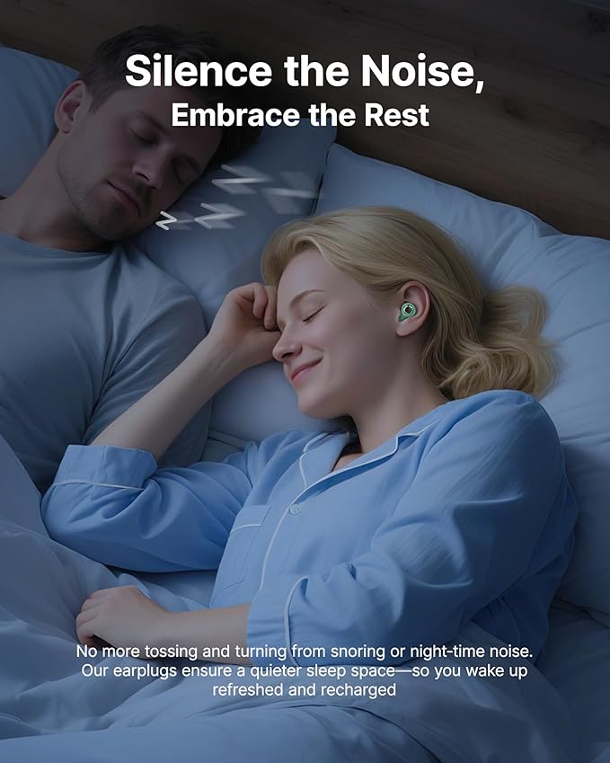 Ear Plugs for Sleeping Noise Cancelling, 45dB Reusable Earplugs for Noise Reduction, Hearing Protection Ear Plugs with 8 Ear Tips, Soft Silicone Earplugs for Sleep, Concerts, Snoring, Study (Green)