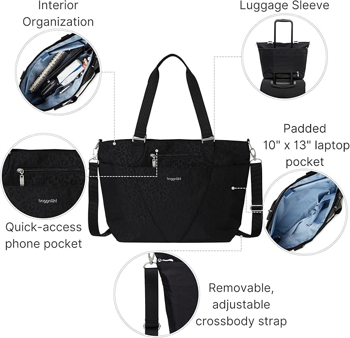 Baggallini Avenue Tote - 12x18 Laptop Tote Bag for Women - Lightweight Work Travel Carry On Bag