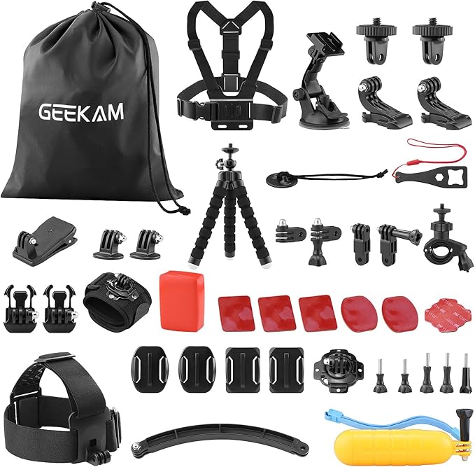 Action Camera Accessories Kit - Compatible for GoPro, AKASO, Campark, Crosstour, APEMAN, COOAU, Apexcam, SJCAM, SJ4000 and Waterproof Underwater Sports Camera