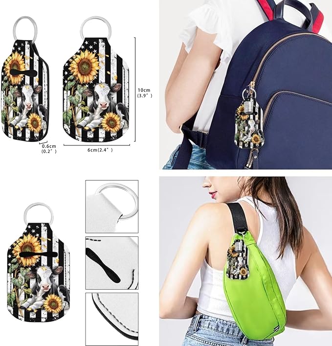 Suobstales 3Pcs Travel Bottles Keychain Holder Set,Travel Bottle Sleeves+Neoprene Chapstick Holders+Lanyard Keychain