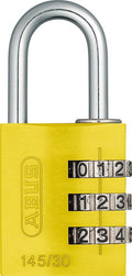 ABUS 145/30 Non-TSA Combination Lock for Hard Cases, Luggage, Resettable, Yellow