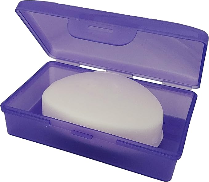American Comb Purple Toothbrush Covers & Soap Box Set - Matching Colors - Tooth Brush Cover Cap, Soap Dish Travel Holder - Plastic Portable Set