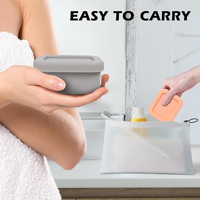 AIDIMMING Shampoo Bar Holder for Travel - 100% Leakproof Portable Soap Case for Shampoo,3.7oz Dove Soap Bar - for Travelers & Gym, Camping, Airplane Essentials (Orange)